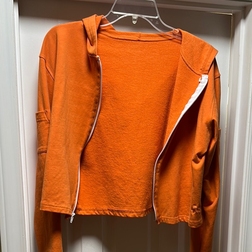 Vibrant Orange Full-zip Cropped Jacket
